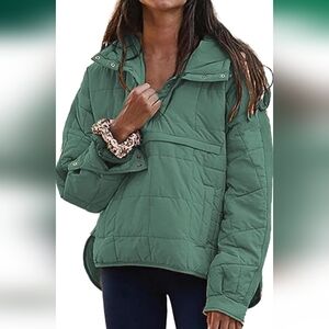 NWOT green quilted pullover lightweight puffer jacket size XXL